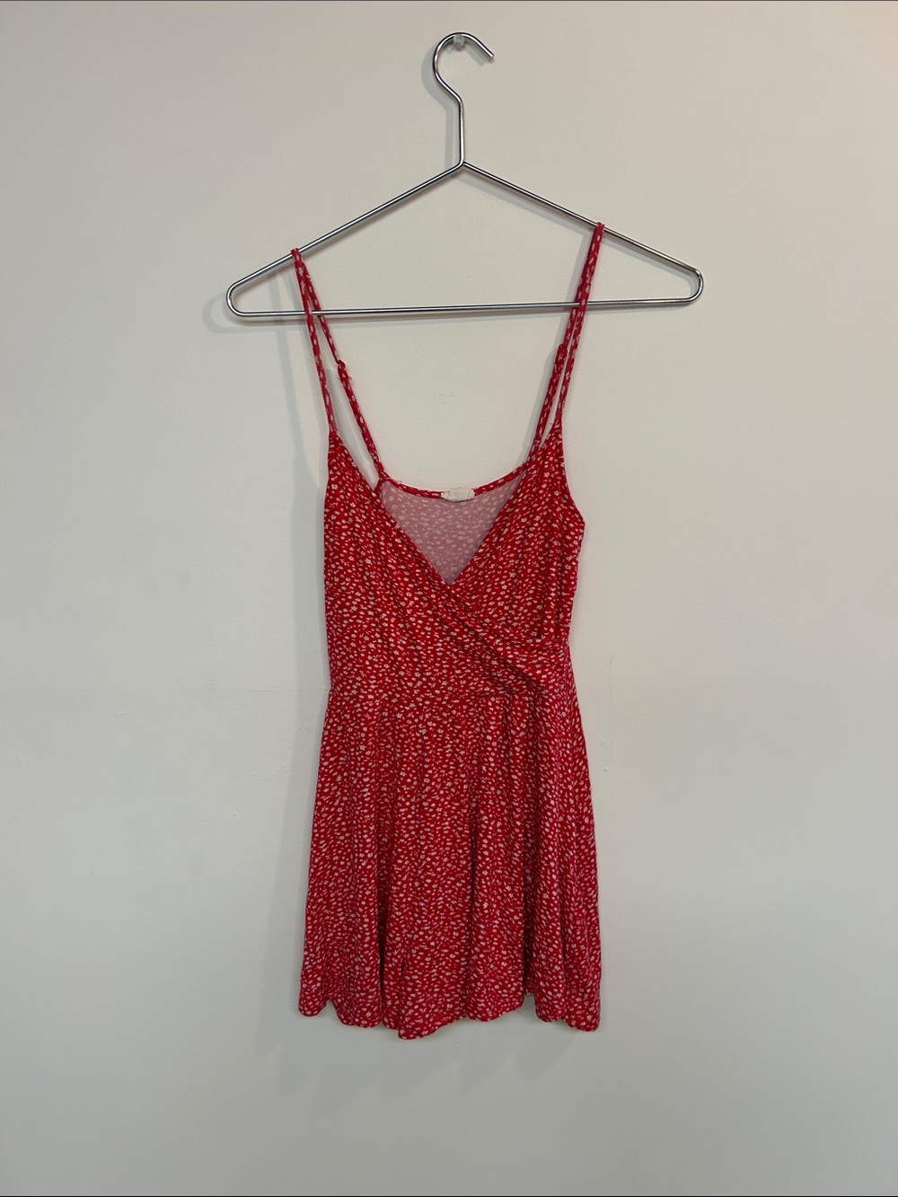 Garage Red Floral Wrap-Style Romper